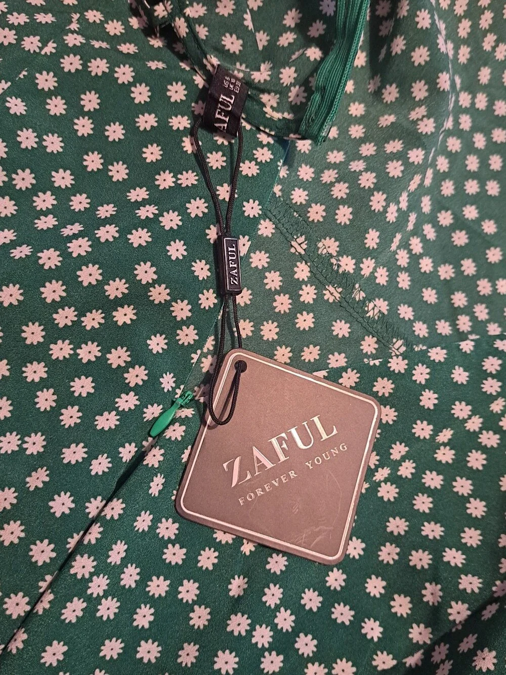 NWT Zaful Size 6 Green Ditzy Floral Tie-Side Ruffle Mini Dress - Picture 6 of 9